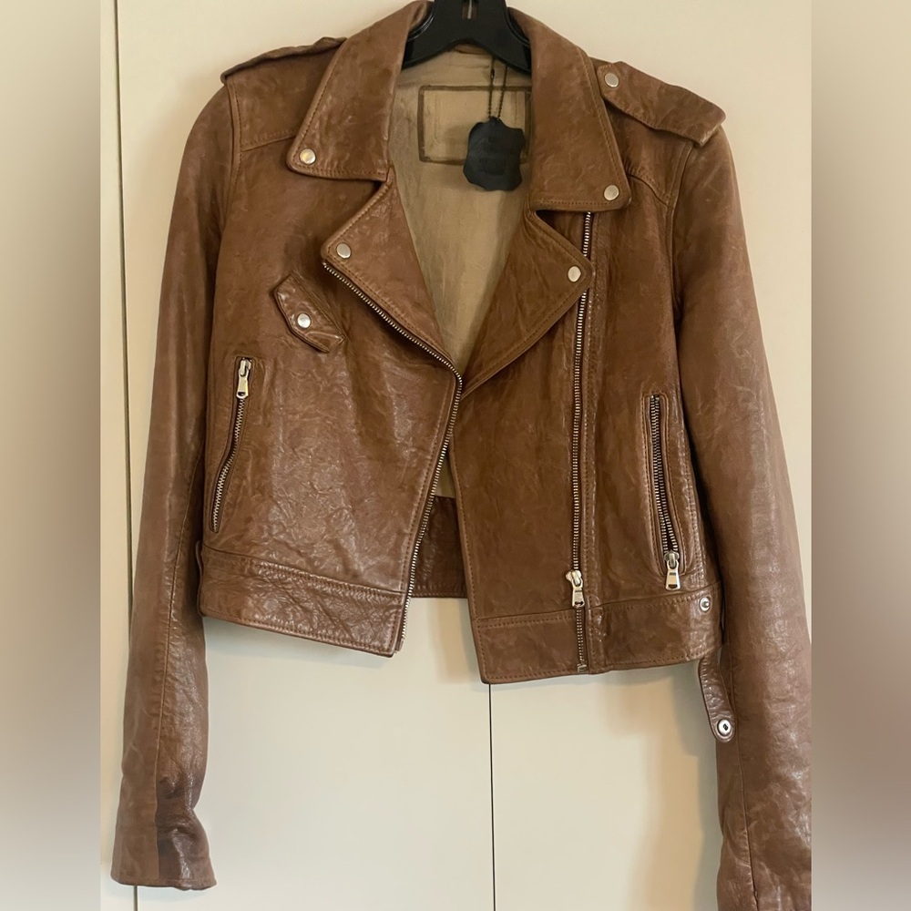 Brown Leather Moto Jacket